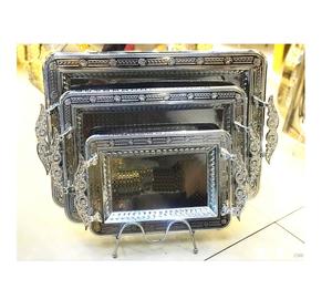 ถาดเสิร์ฟเงินแฮนด์เมดใหม่สำหรับตกแต่งในร่มและกลางแจ้งถาดโต๊ะเครื่องแป้งสแตนเลสถาดเสิร์ฟที่มีคุณภาพดี - Product Image 2