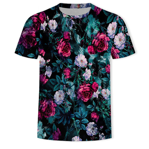 T-shirt pour homme de haute qualité à col rond, 100% coton, imprimé en sérigraphie, motif floral, manches courtes, tricoté, tissu 160g, écologique, personnalisé - Product Image 2