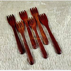 ชุดช้อนส้อมทำด้วยมือแบบโบราณทำจากไม้-ช้อนใช้แล้วทิ้งน้ำหนักเบาและส้อม vegans ไอเดียของขวัญของใช้บนโต๊ะอาหารที่ทำด้วยมืออย่างหรูหรา - Product Image 2