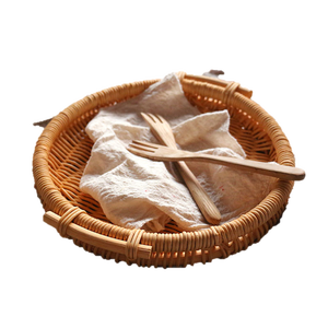 Panier rond de cuisine en rotin, diverses tailles, japonaise, Han ade, plateau de rangement, accessoire de tir, à dessert - Product Image 6