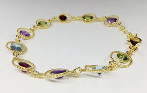 Handmade Custom Jewelry Gold Plated 925 Sterling <b>Silver</b> Multi-Color <b>Bracelets</b> Gift for Her - Product Image 3