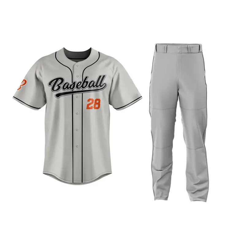 Maglia da Baseball da uomo e pantaloni Design personalizzato scollo a V Team Wear Uniform Set nuovo stile confortevole uniforme da Baseball
