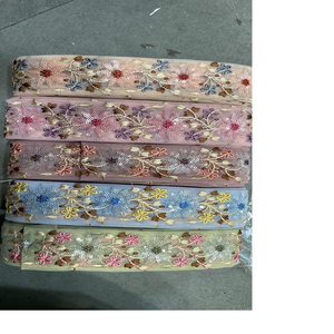 Cintas y encajes de colores pastel personalizados, cintas florales bordadas, étnicos, indios, surtido de tamaños para vestidos de boda, 1 pulgada - Product Image 1