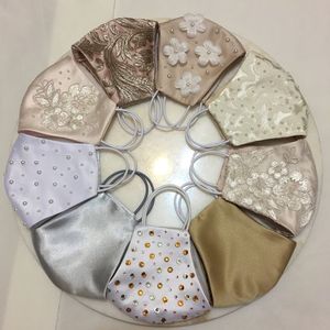 Luxury Wedding <b>Face</b> Mask with Intricate Handwork and Floral Embroidery Beaded Embellishments Casual Style Handmade Mask - Product Image 1