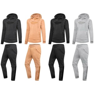 2026 Custom Polyester/Cotton Fleece High Quality Blank Unisex Oversized <b>Maternity</b> Solid <b>Hoodie</b> Jogger Pants Men's Tracksuit Set - Product Image 6