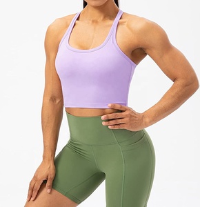 Offre Spéciale femmes léger respirant Racerback Gym soutien-gorge couleur unie Yoga haut court intégré soutien-gorge grande taille sport entraînement culture - Product Image 5