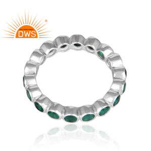 925 Solid Sterling Silver <b>Ring</b> for <b>Girls</b> Fine Jewelry Natural Multi Green Onyx Gemstone Eternity <b>Ring</b> Jewelry Wholesaler - Product Image 3