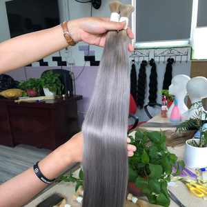 ขายร้อนเงิน Ombre Human Hair Extensions สีเทาตรงผมสาน - Product Image 1