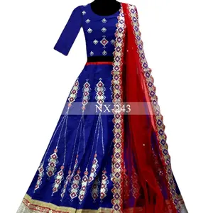 Индийский стиль красивый жоржет ткань хлопок вышитая ткань дизайнерское lehenda Холли 3 шт платье