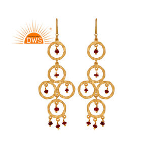 Último diseño 925 plata esterlina 18K chapado en oro rubí piedra preciosa colgante pendiente joyería para mujer regalo para ella - Product Image 1