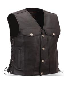 Nouveau gilet d'hiver sans manches en cuir véritable pour homme, doublure en polaire, col de costume pour jeunes, décontracté, respirant, imperméable, coupe-vent - Product Image 4