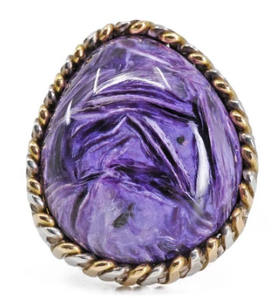Fabuloso diseño 925 plata esterlina sólida Charoite Real piedra preciosa anillo eternidad Vermeil anillos indio al por mayor joyería fina - Product Image 2