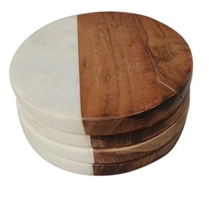 Marble and Wood coaster Gray Color Bar Home Creative Marble Splicing <b>Wooden</b> <b>Placemat</b> Round Coaster Customized Size - Product Image 5