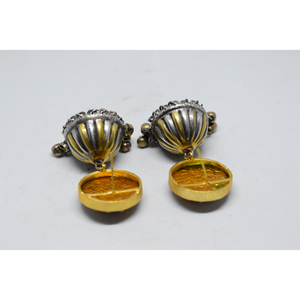 Dernière mode 2025, tendance, boucles d'oreilles jhumka en pierre de laiton faites à la main, finition mate, bicolore, pour filles et femmes - Product Image 4