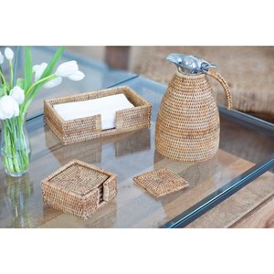 Porte-serviettes en rotin carré brun clair, élégant pour restaurant, porte-serviettes en rotin pour table de cuisine - Product Image 3