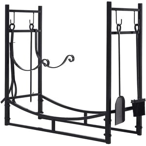 Último diseño, marco rectangular de almacenamiento de troncos, recubierto de polvo negro, resistente, alta calidad, accesorios para fogatas al aire libre, gran oferta - Product Image 1