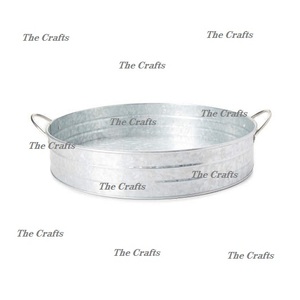 Bandeja Redonda Galvanizada para Servir Alimentos con Asas de Cuerda, Accesorios de Cocina, Bandeja para Servir Comida y Chocolate - Product Image 3