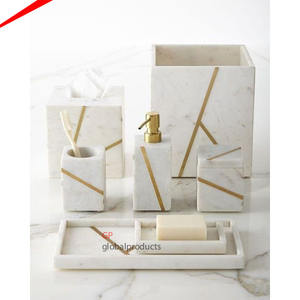 Plateau de service rectangulaire en marbre blanc, écologique, 10 pièces, avec décor, à poignée dorée en métal, pour décor de mariage - Product Image 5