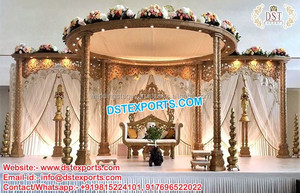 Mandap en bois sculpté floral de designer, configuration traditionnelle pour mariage, mandap en bois sculpté, grand mandap en bois décoratif du sud des États-Unis - Product Image 3