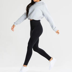 Sudadera de algodón con logotipo personalizado para mujer, de manga larga, cuello redondo, con cremallera, Top corto blanco, para gimnasio - Product Image 5