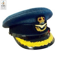 Sombrero de gorras de pico de uniforme negro liso Sombreros de uniforme OEM para sombrero plano de capitán de cabina de conductor