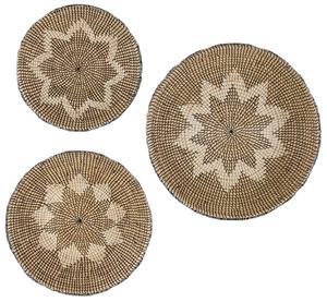 Juego redondo gris básico contemporáneo de placas de pared de algas marinas diseño personalizado cesta colgante de pared de bambú para decoración de arte del hogar - Product Image 1