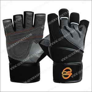 Gants de gymnastique demi-doigts personnalisés du fabricant OEM pour hommes en néoprène en cuir gris noir à main complète pour l'haltérophilie - Product Image 3