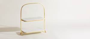 ตารางหินอ่อนยืนเค้กโลหะตกแต่งฐานทอง - Product Image 3