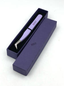 Pince à épiler d'extension de cils en acier inoxydable de conception de haute qualité revêtement en poudre violette avec des Instruments de beauté à poignée diamantée - Product Image 2