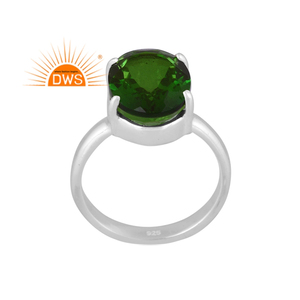 แหวนซ้อนพลอยควอตซ์ไดออปไซด์ชุบโครเมียมเป็นเงินแท้ - Product Image 1