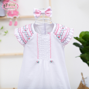 Dress-LD437ผ้าฝ้าย100% สำหรับเด็กหญิงตัวเล็กๆใส่สบายสีฟ้า - Product Image 3