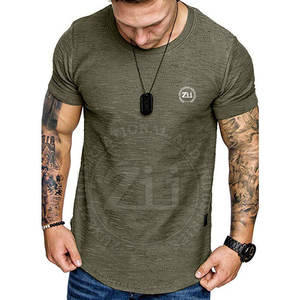 T-shirts de sport pour hommes, confortables, respirants, légers, en coton/polyester, écologiques, anti-froissement, séchage rapide, motif uni - Product Image 1