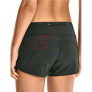 Women's High <b>Waist</b> Yoga & Sports Running Workout Shorts Quick-Dry Zip Pocket 4 Inches Summer <b>Jeans</b> Material - Product Image 2