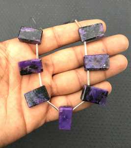 Qualité géniale 9 pièces fabricant en gros Charoite naturelle pierre précieuse lisse Rectangle forme perles - Product Image 6