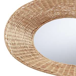 Espejo de ratán de forma antigua en ratán tejido con diseño de color bronce perfecto para la decoración moderna de baños y cocinas - Product Image 3