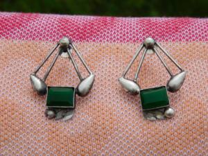 wholesale New arrival latest treanding handmade <b>silver</b> look stone <b>stud</b> ethnic <b>earings</b> for women and girls - Product Image 2