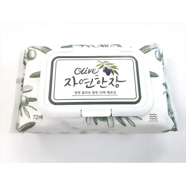 Korea Wet Tissue A piece of Nature Olive Hand Wash 72 Sheets Surface cleaning Contains vegetable ethanol