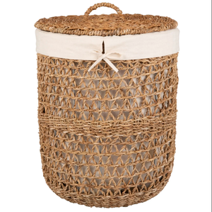Sisu Vietnam-Made Handmade <b>Seagrass</b> Storage <b>Basket</b> Eco-Friendly Sustainable Multifunctional Decorative <b>Laundry</b> <b>Basket</b> Handle - Product Image 1