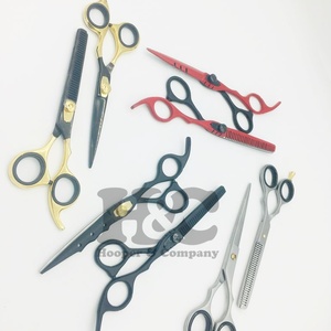 Tijeras profesionales de peluquero de acero inoxidable, tijeras de adelgazamiento de salón más vendidas, punta de hoja afilada, logotipo personalizado, mango de goma para el cabello - Product Image 1