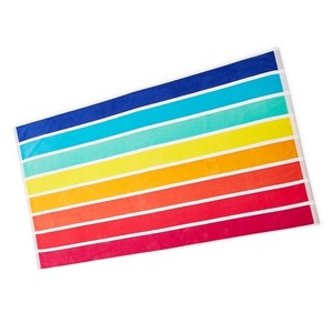 ผ้าขนหนู2023ผ้าฝ้ายออร์แกนิกแถบสีฟ้าสีเหลืองสีเหลืองสีเขียวแบบธรรมดาหลากสีผ้าขนหนูชายหาดรีไซเคิลพร้อมใบรับรองแบบกอท - Product Image 1