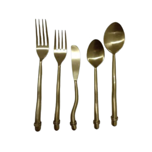 Couverts en métal d'acier inoxydable de conception antique plaquée par or de poignée en bois pour la cuisine, hôtels, couverts de restaurant - Product Image 3