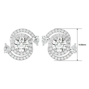 Pendientes elegantes de oro blanco de 14 quilates con diamantes, diseño de moda en línea con diamantes deslumbrantes - Product Image 2