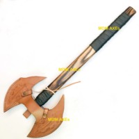Hache russe à double lame MDM AXES KNIVES, hache viking en acier à haute teneur en carbone HC 5160, manche en bois de rose, 600g, hache de chasse, tomahawk, lame de 3,5 pouces