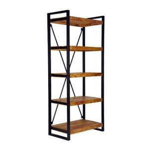 Bibliothèque industrielle vintage à 5 niveaux en métal et fer Meubles de maison en bois de manguier pour la maison Ferme Supermarché Appartement Salon - Product Image 1