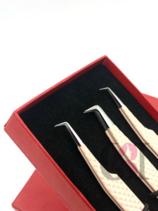 Professionnel nouveau 90 degrés pêche poudre revêtement Extension de cils pince à épiler en acier inoxydable beauté avec Logo personnalisé Instruments - Product Image 2