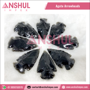 ดีไซน์ใหม่ล่าสุดคุณภาพสูงน่าสนใจสีดำ Obsidian พลอยหัวลูกศรสำหรับขาย - Product Image 2