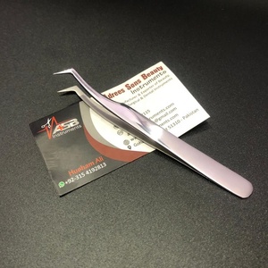 Pinces à épiler professionnelles en acier inoxydable de type L pour extensions de cils russes, personnalisables, faible MOQ, pointe lisse durable, effet miroir - Product Image 2