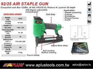 APLUS 92/25-FB, 18GA 12-25มม.,มงกุฎ8.7มม. 92ชนิด,โหลดปืนหลักอากาศด้านล่าง - Product Image 2