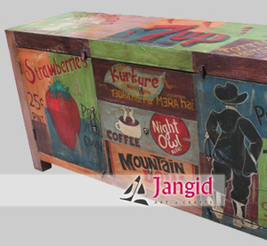 Aparador de Madera de Mango Reciclada Vintage para Sala de Estar, Pintado a Mano, Aparador de Almacenamiento para Oficina o Comedor, Mueble Decorativo para el Hogar - Product Image 5