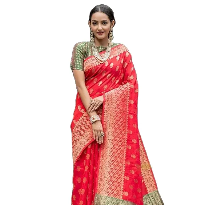 Puro exclusivo zari trabalha com puro banglori tecido de seda cru extravagante seda mão designer blusa com sari